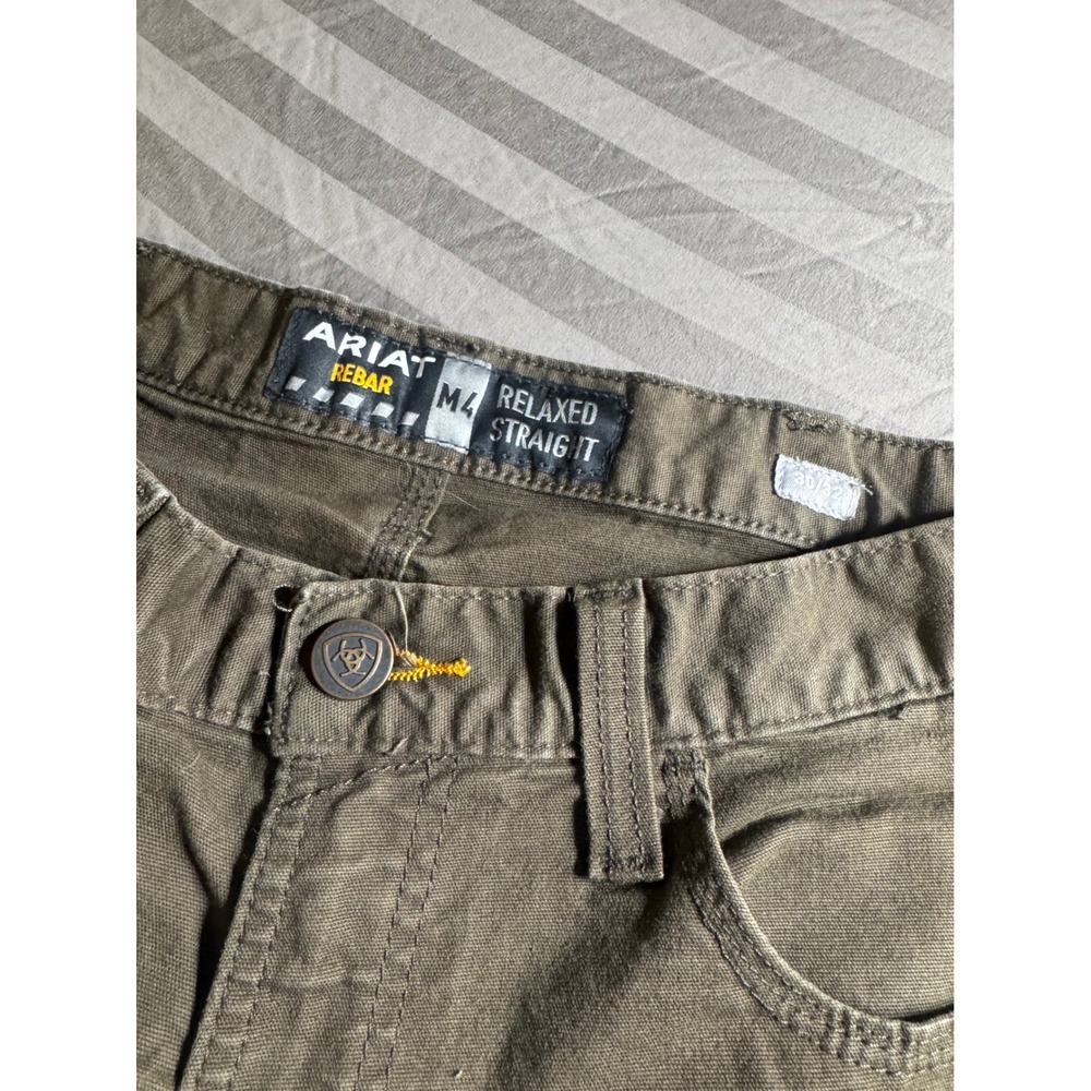 Ariat Rebar M4 Relaxed Straight Leg‎ Cargo Work Pants Mens 30x32 Olive Khaki - Picture 4 of 6
